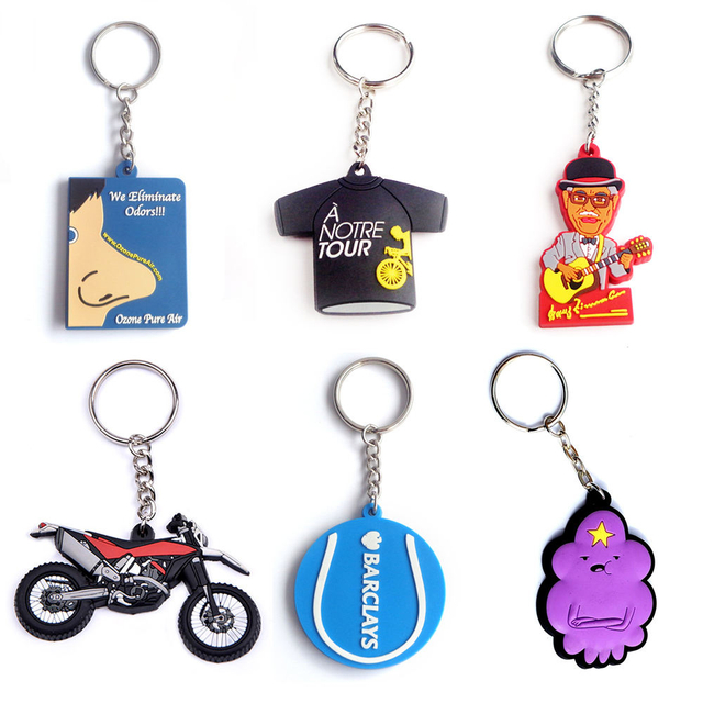 OEM Keychain Manufacture 2D Logo Custom Silicone Rubber Keyring 3D Cute Anime Soft PVC Keychains