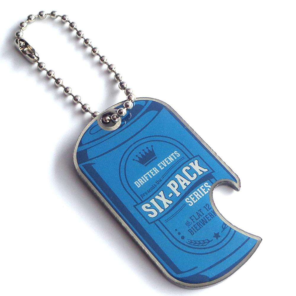 Custom Design Blue Print Bottle Opener Stainless Steel Key Ring