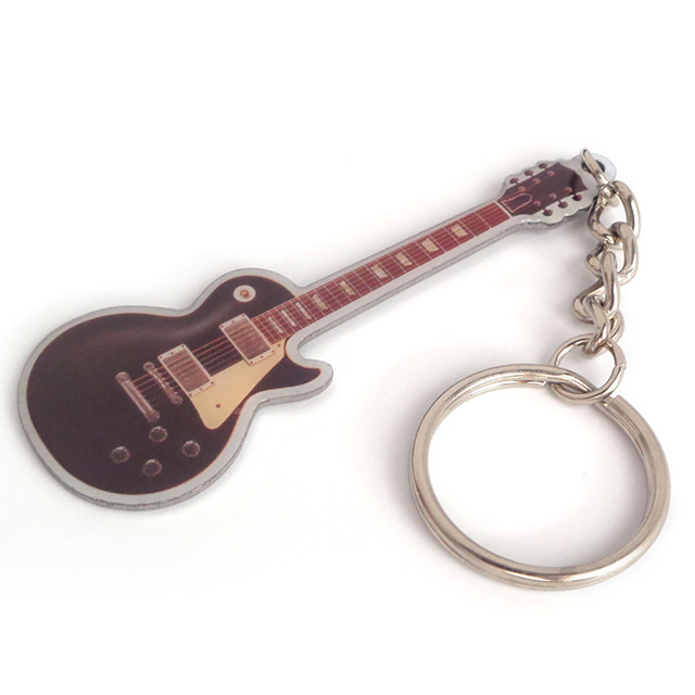 Custom Brown Classical Guitar Wholesale Metal Base Character Keyring
