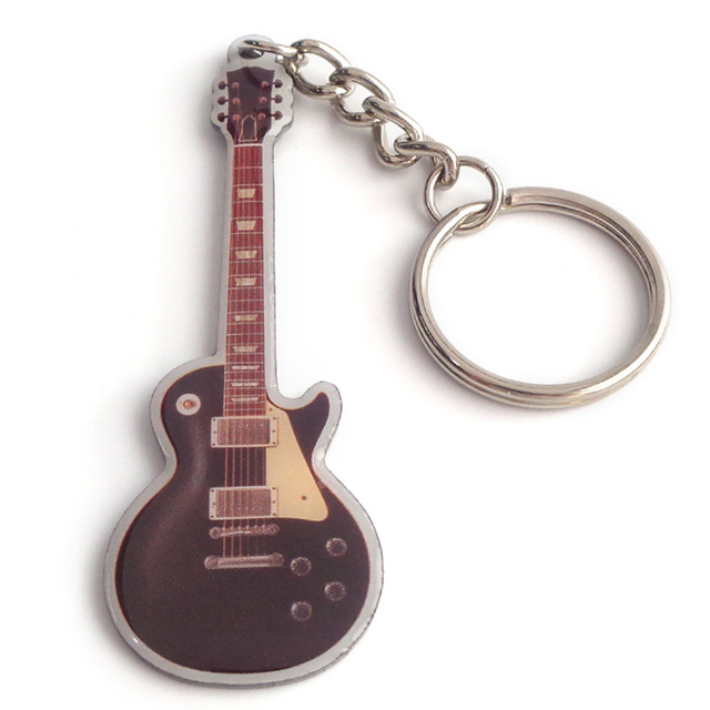 Custom New Printed Souvenir Guitar Shape Print Metal Key Chain