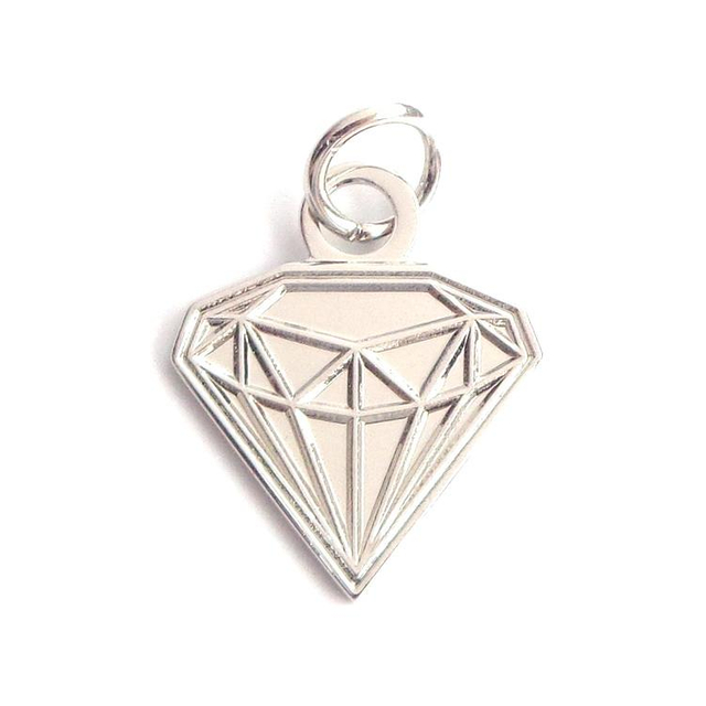Custom Made Printed Gift Silver Jewelry Diamond Shape Metal Tags