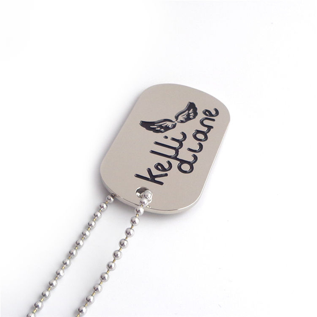 Cheap Custom Dog Tag Necklaces Cast Branded Metal Name Brand Logo Tag Plate