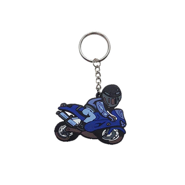 Custom Popular Customized Rubber Blue Motorcycle Shaped Pvc Keychain