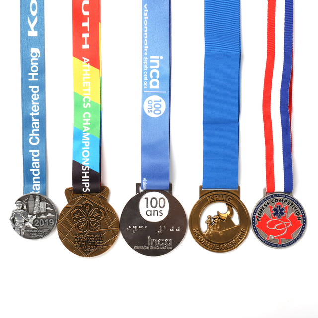 OEM Manufacture Custom Football Gold 3D Logo Medal 5K Race Running Metal Custom Soccer Sports Award Customize Medals With Ribbon