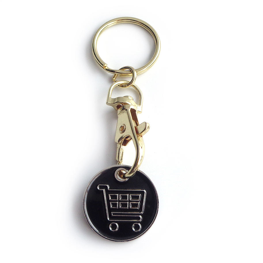 Printed Customise Embossed Designer Monogram Coin Supermarket Shopping Euro Blank 3D Keychains
