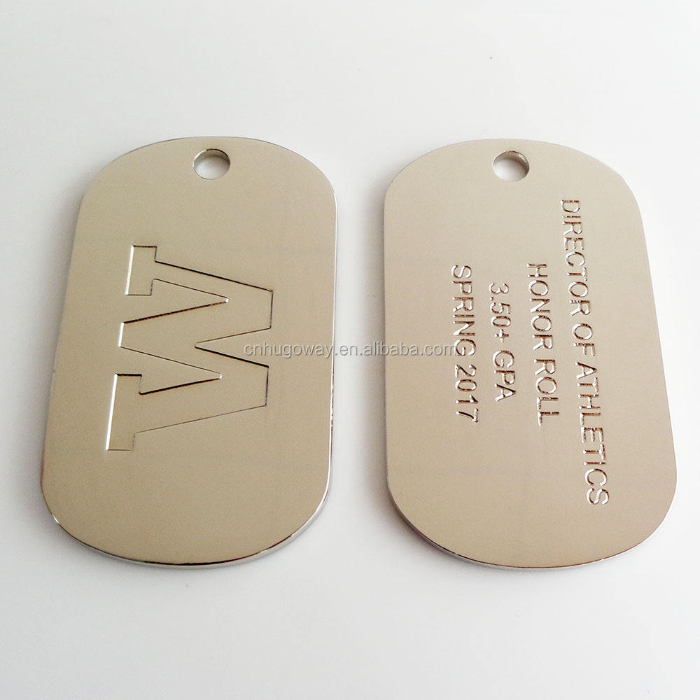 Fashion blank metal stainless steel logo engraved sublimation luxury custom dogtag necklace with ball chain