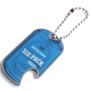 Custom Design Blue Print Bottle Opener Stainless Steel Key Ring