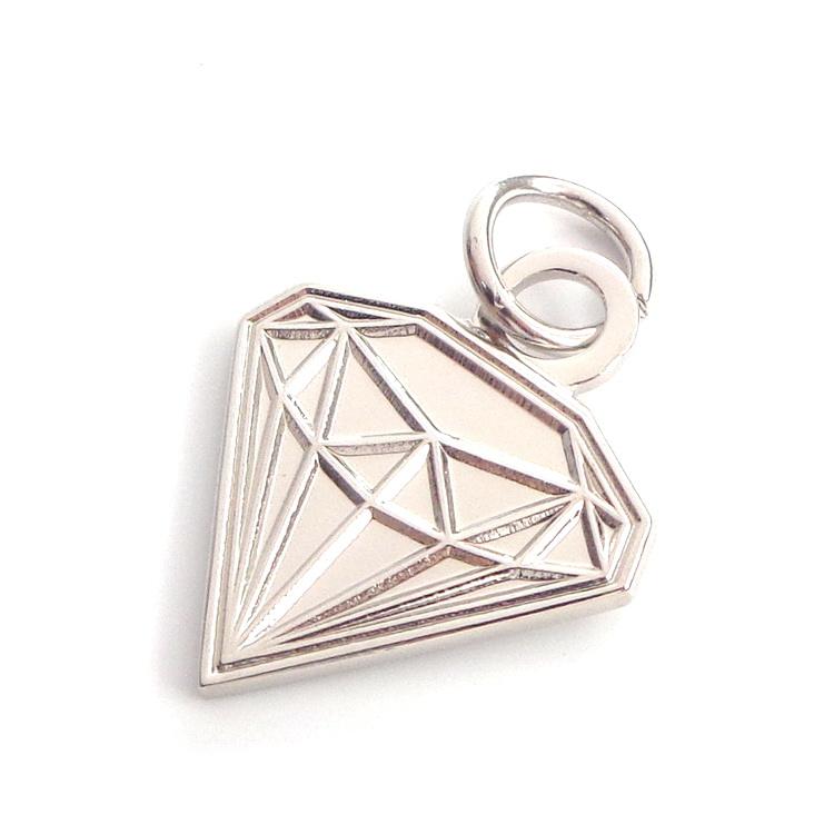 Custom Made Printed Gift Silver Jewelry Diamond Shape Metal Tags