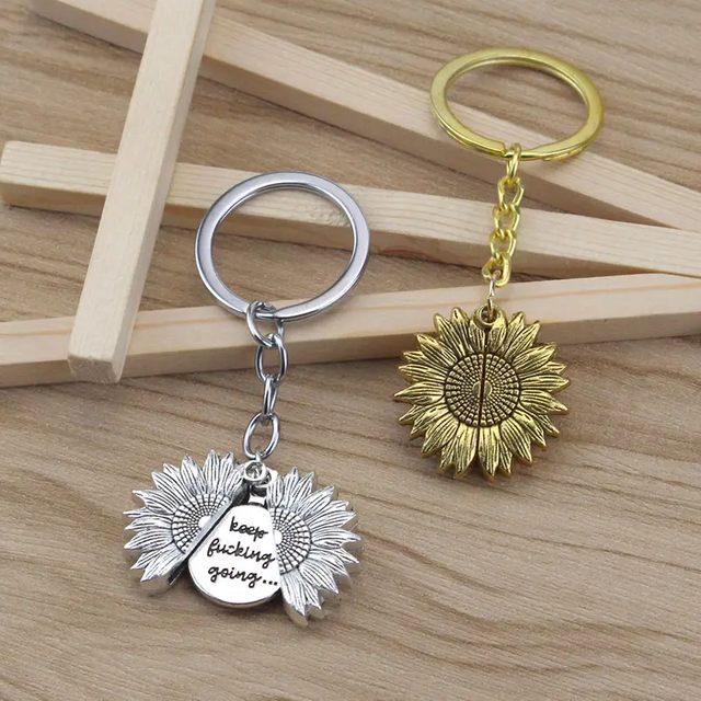 Wholesale Custom Logo Metal Key Chain Flower Keychain Sunflower Keychains