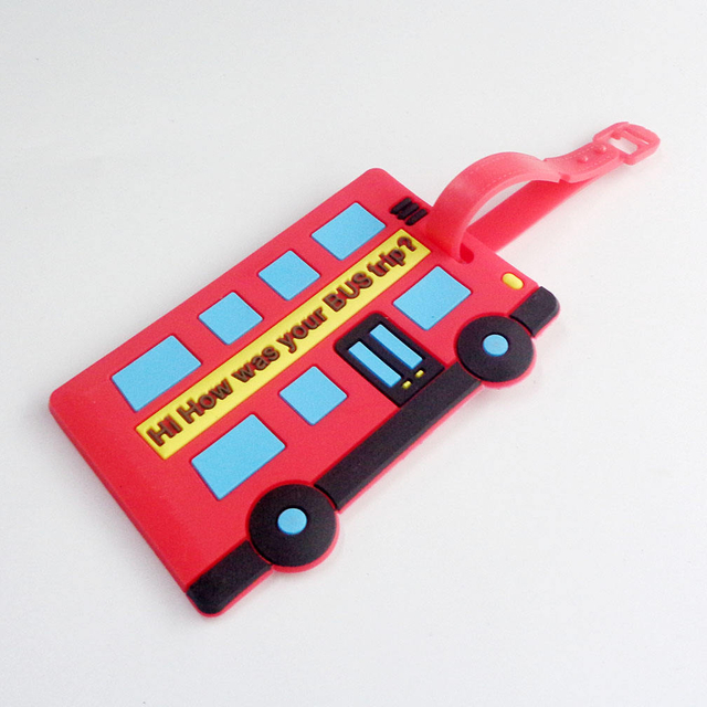 Custom 3D Silicone Suitcase Name Labels Soft PVC Luggage Tag with Strap