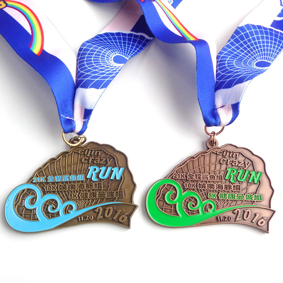Metal Christmas Volleyball Running Marathon Sports Medals Custom Medal With Ribbon