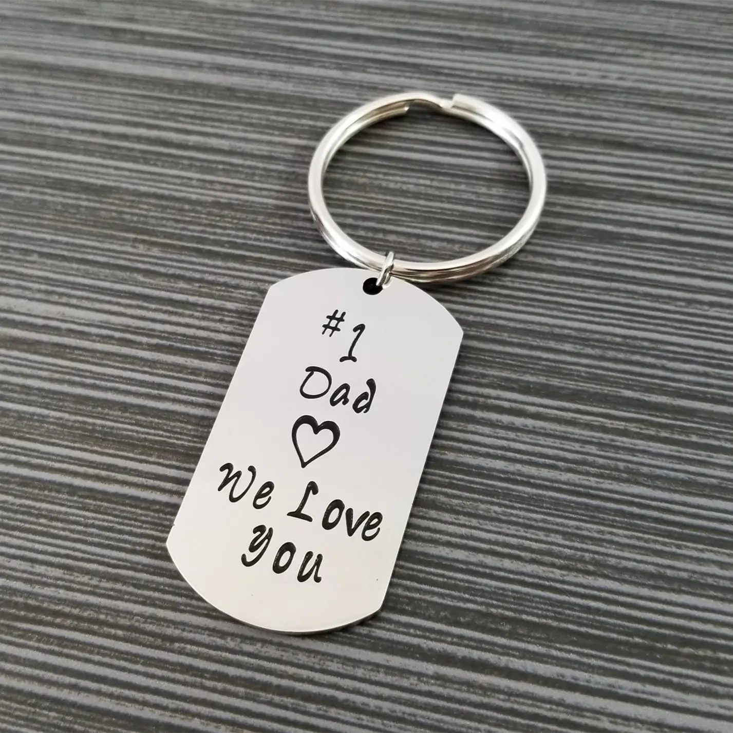 Wholesale Custom Iron Keychain Logo Key Chain Stainless Steel Dog Tag Dad Keychains