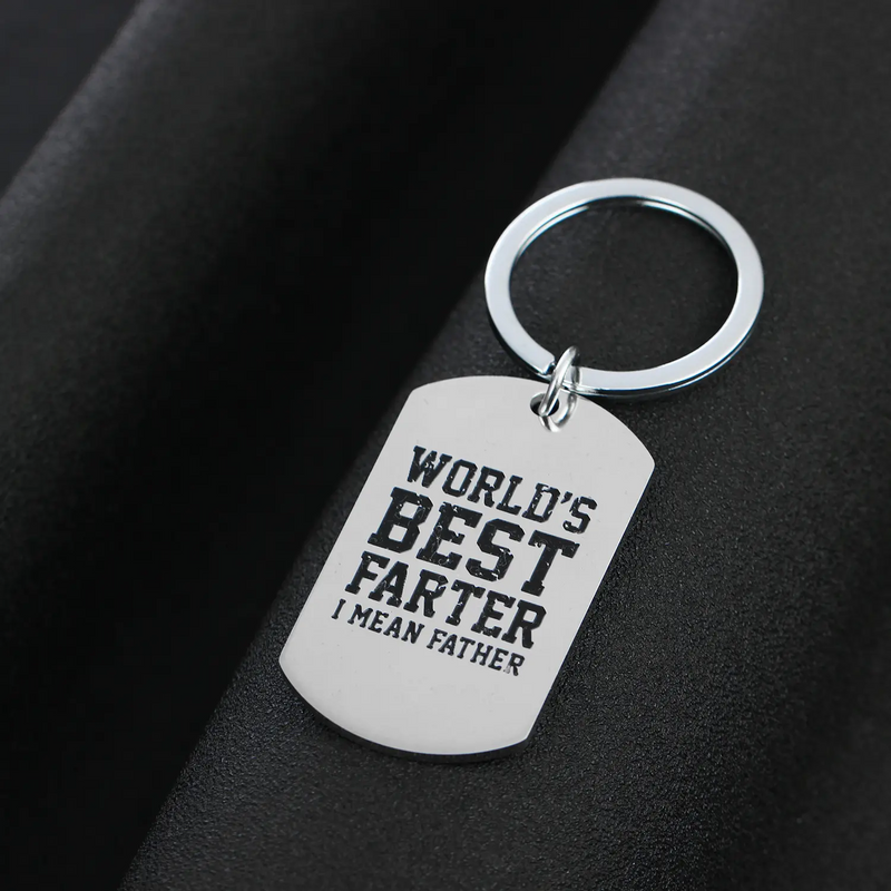 Wholesale Custom Iron Keychain Logo Key Chain Stainless Steel Dog Tag Dad Keychains