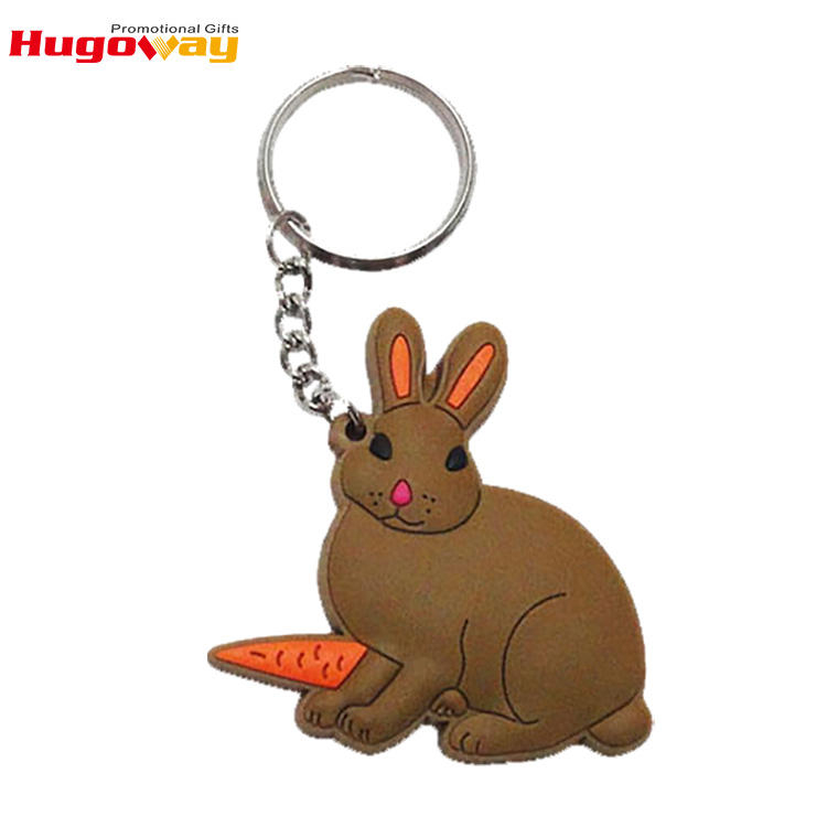 Wholesale Custom Logo Animal Keychains Metal Key Chain Cute Rabbit Bunny Keychain
