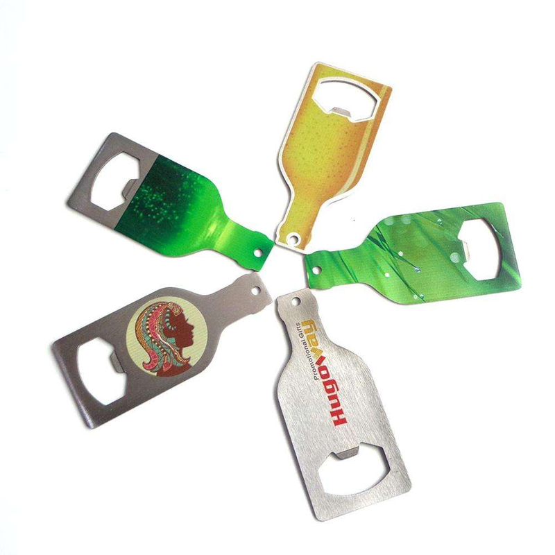 Oem Design Custom Beer Bottle Shape Stainless Steel Bottle Opener Single Side Custom Logo