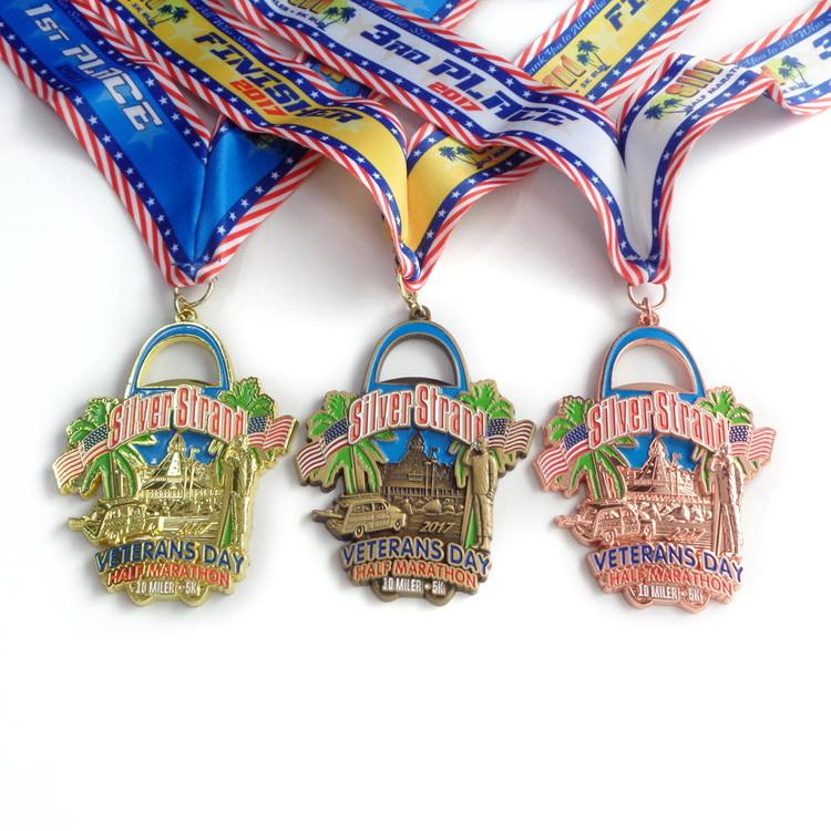China Factory Die Casting Plating Souvenir Sports Cheap Customized Logo Medal with Medal Ribbon Custom